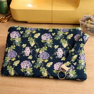 Floral Navy Clutch Bag with matching key fob